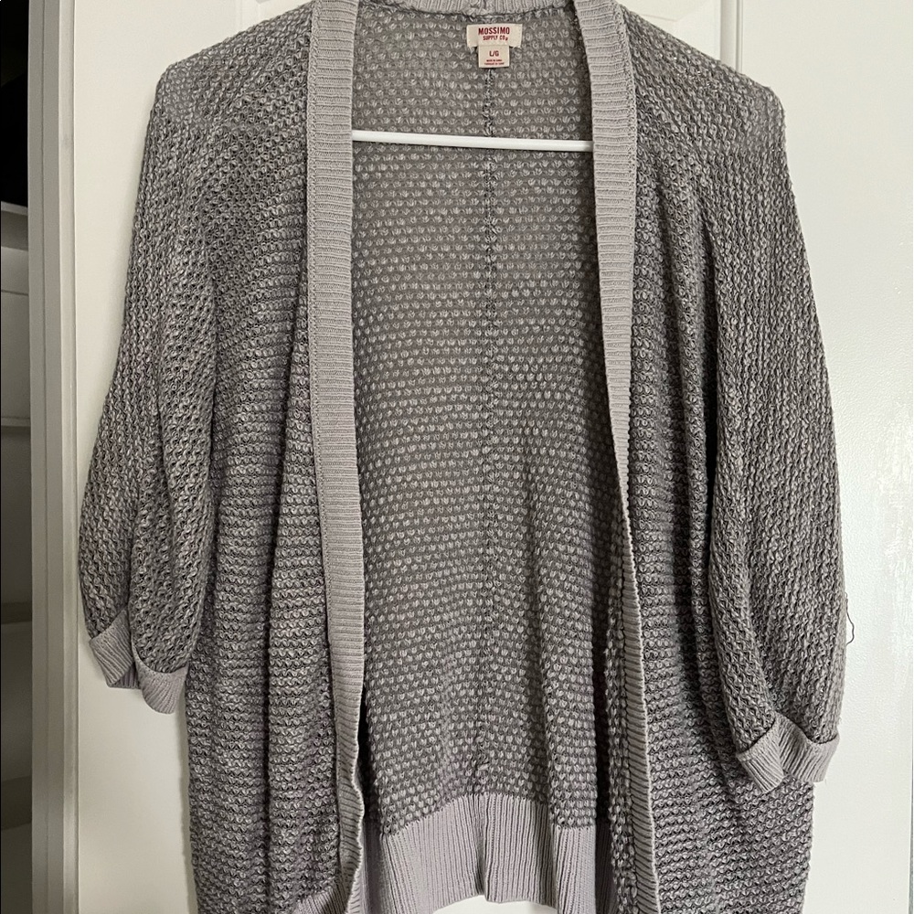 Grey 3/4 sleeve cardigan size Large Junior